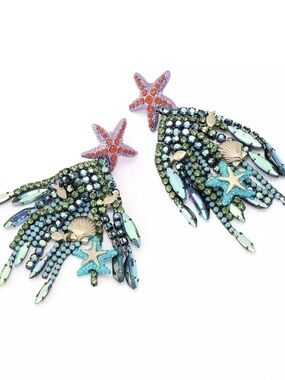 BETSEY JOHNSON MERMAID JEWELS SEALIFE STATEMENT EARRINGS - NWT